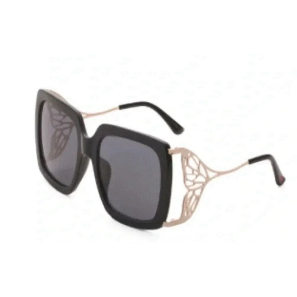 Betsey Johnson Butterfly Frame Black Large Square Retro Sunglasses